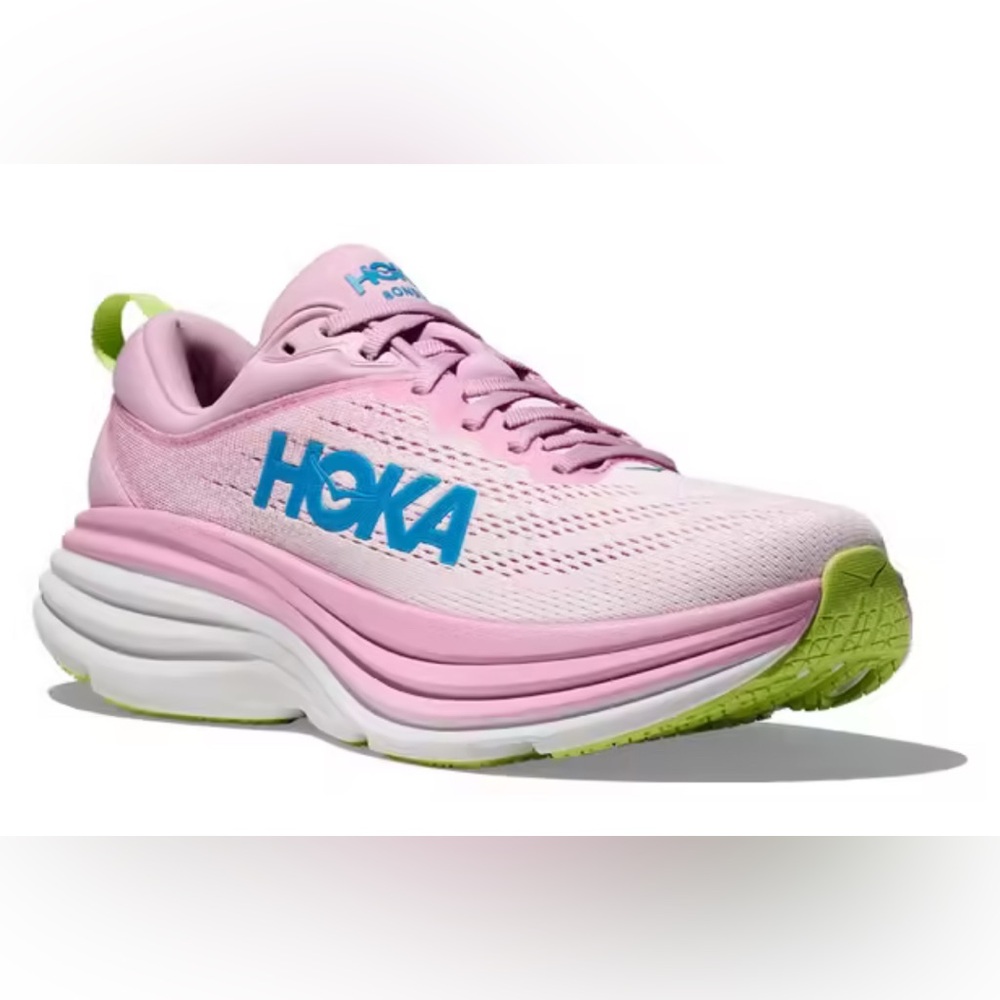 Hoka Bondi 8 Running Shoes Pink/Blue/Green Women Maximum Cushioning